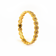 Precision-Cut Ruby & White AD bangles in gold plated finish with ruby & white American diamond (AD) stones