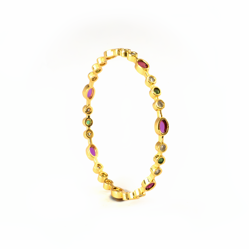 Royal Heritage Ruby & Emerald bangles in 24K gold plated finish with ruby & emerald-green stones
