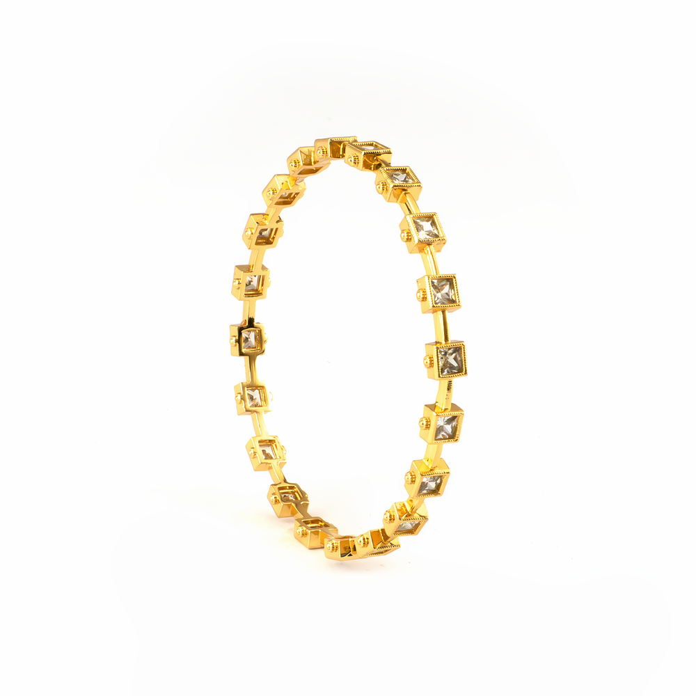 Garden Green AD bangles in 24K gold plated finish with sparkling American diamond (AD) stones – view 9 of 12