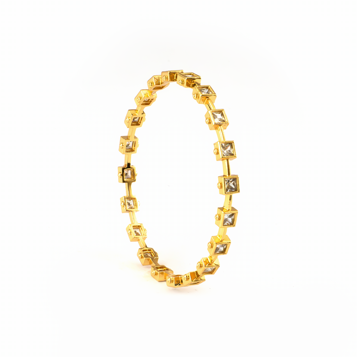 Garden Green AD bangles in 24K gold plated finish with sparkling American diamond (AD) stones – view 9 of 12