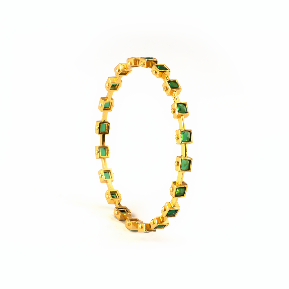 Garden Green AD bangles in 24K gold plated finish with sparkling American diamond (AD) stones