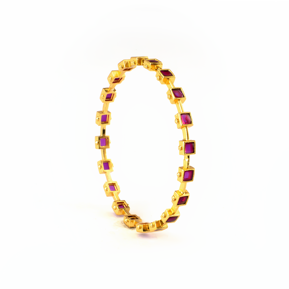 Garden Green AD bangles in 24K gold plated finish with sparkling American diamond (AD) stones – view 5 of 12