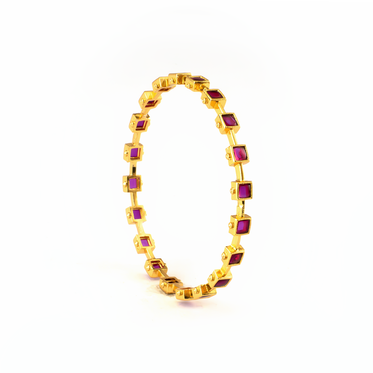 Garden Green AD bangles in 24K gold plated finish with sparkling American diamond (AD) stones – view 5 of 12