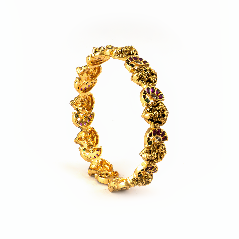 Antique Royal Trousseau bangles in 24K gold plated finish