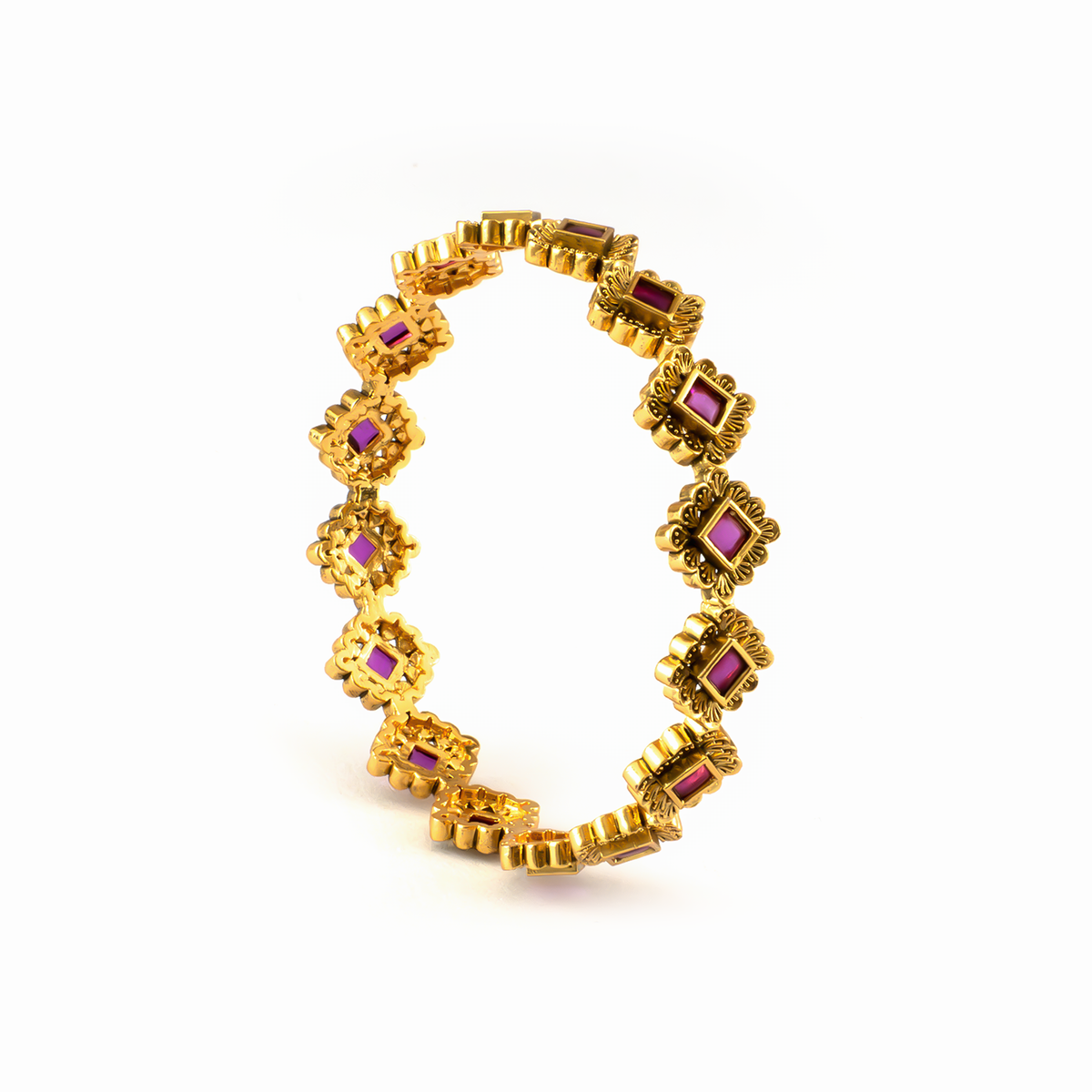 Rangoli Design bangles in 24K gold plated finish