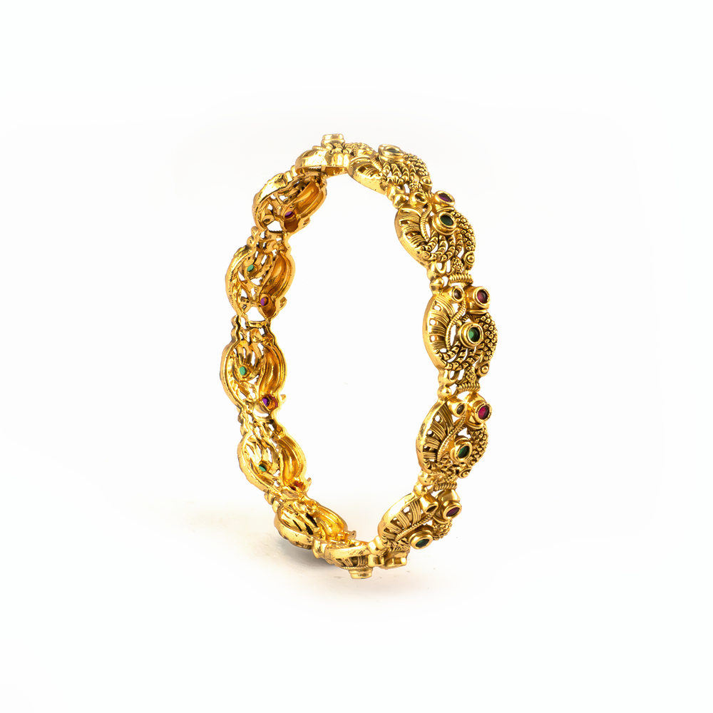Opulent Vintage Charm bangles in 24K gold plated finish