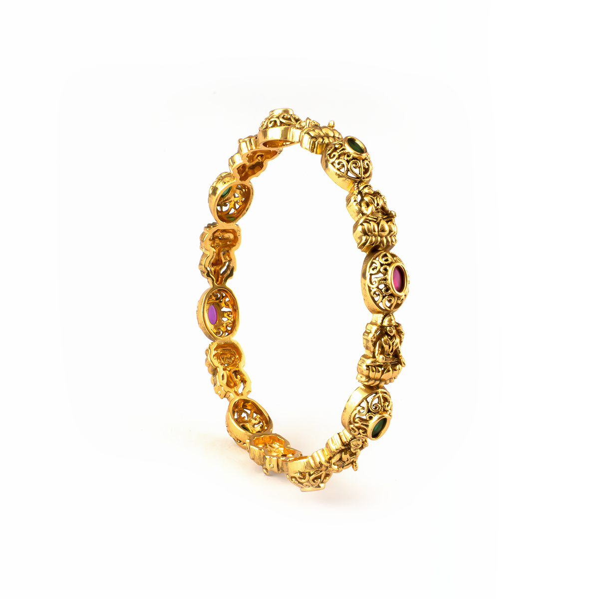 Heirloom Antique Statement bangles in 24K gold plated finish