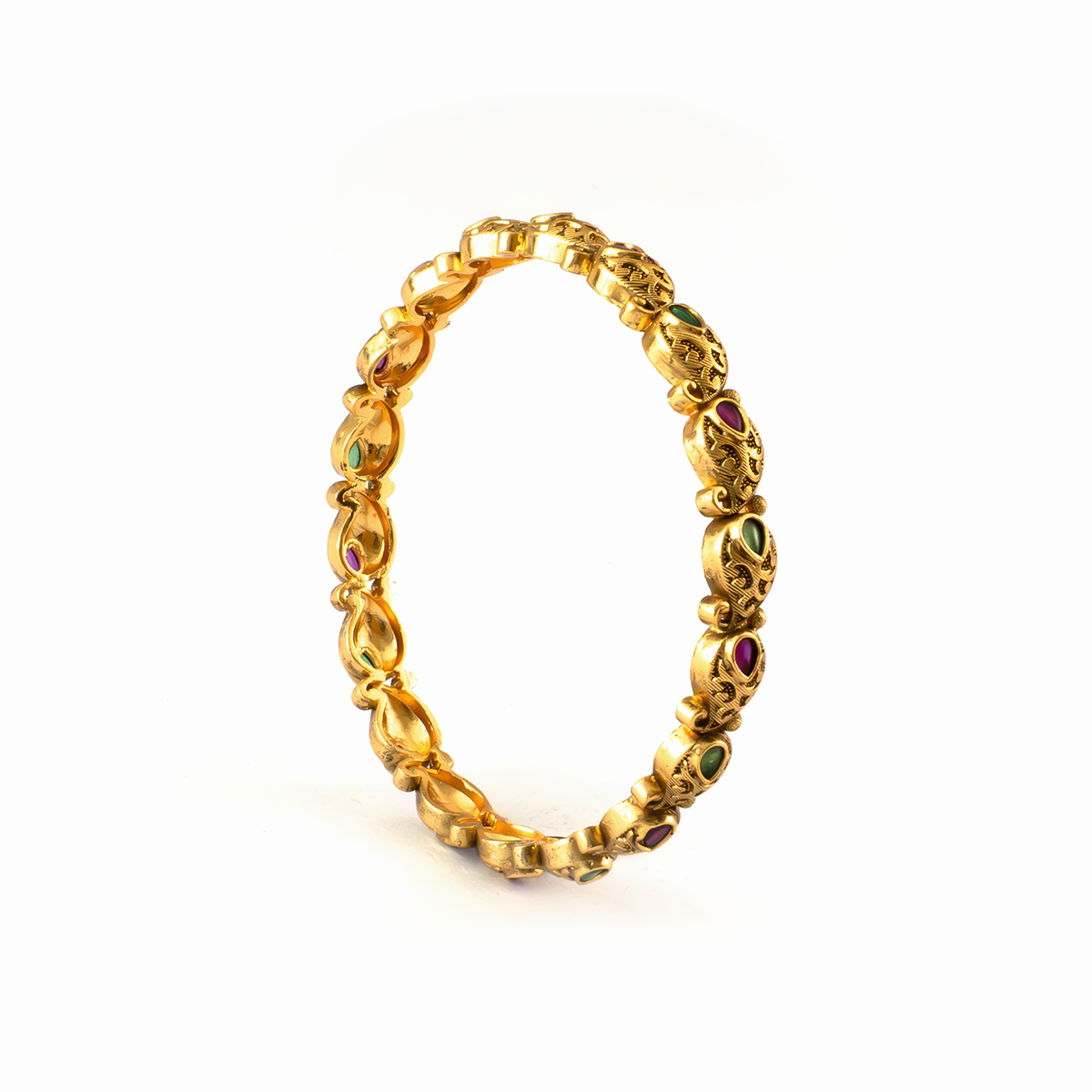 Antique Heritage Ruby & Emerald bangles in 24K gold plated finish