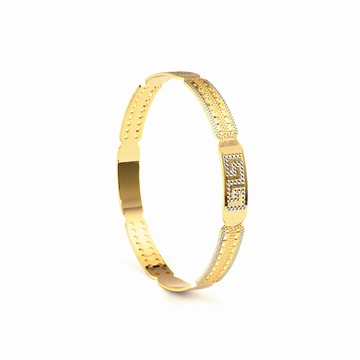 DuoGlow 2-Tone CNC bangles in gold plated finish