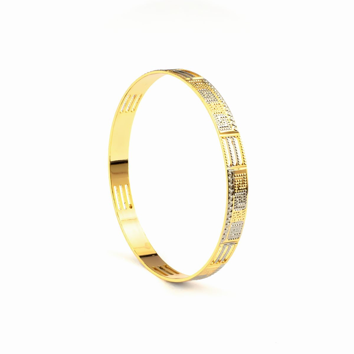 Golden Hour 2-Tone CNC bangles in gold plated finish