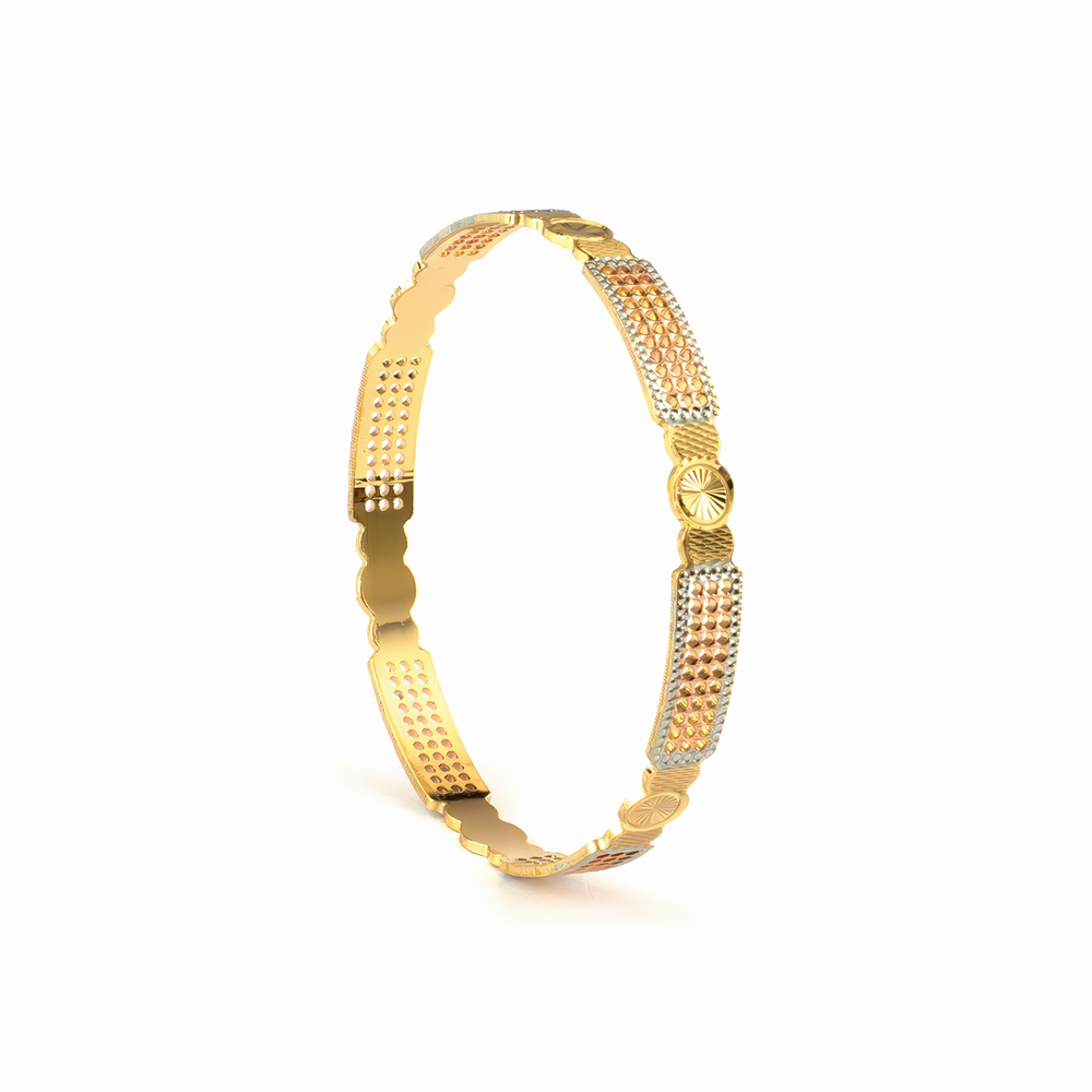 Precision 3-Tone CNC bangles in gold plated finish