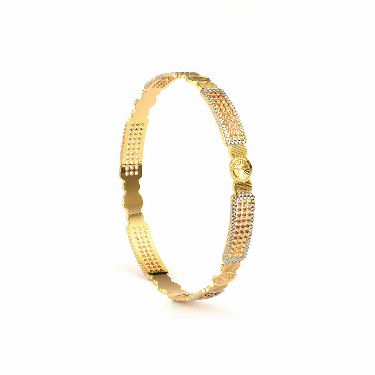 Precision 3-Tone CNC bangles in gold plated finish