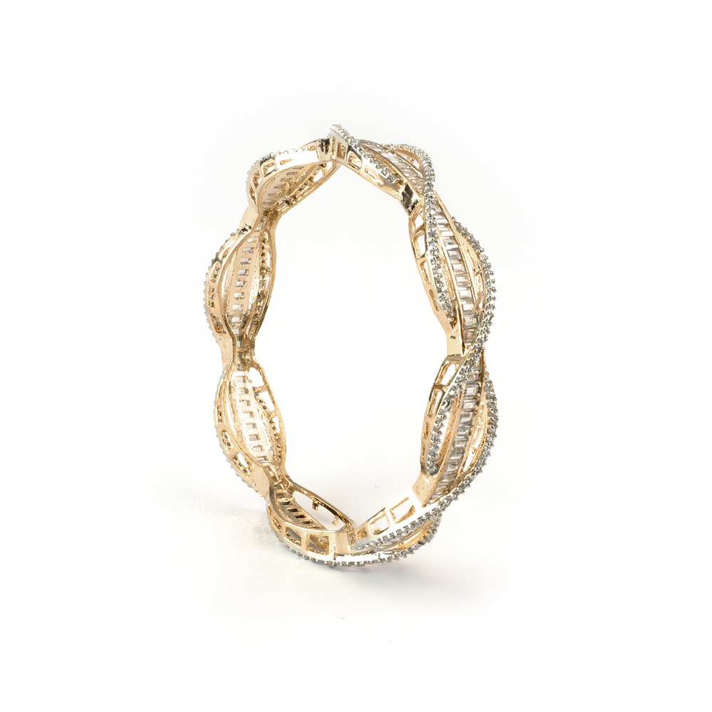 Gilded Halo Stone bangles in gold plated finish