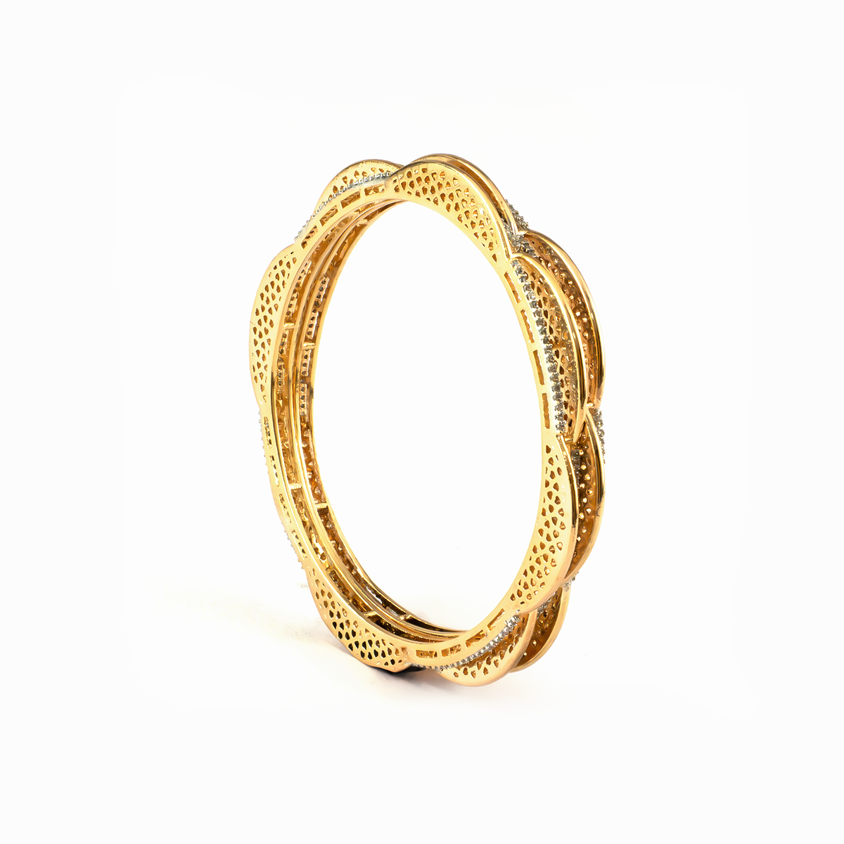 Aurora Spark Stack bangles in gold plated finish