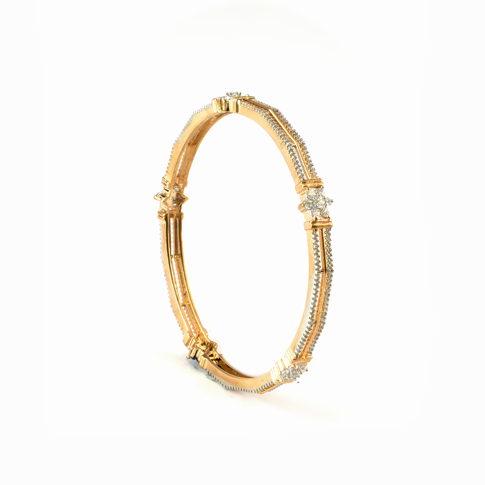 Helix Pavé AD bangles in gold plated finish with sparkling American diamond (AD) stones