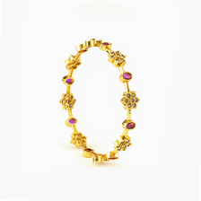 Luxe Ruby & White AD bangles in 24K gold plated finish with ruby & white American diamond (AD) stones