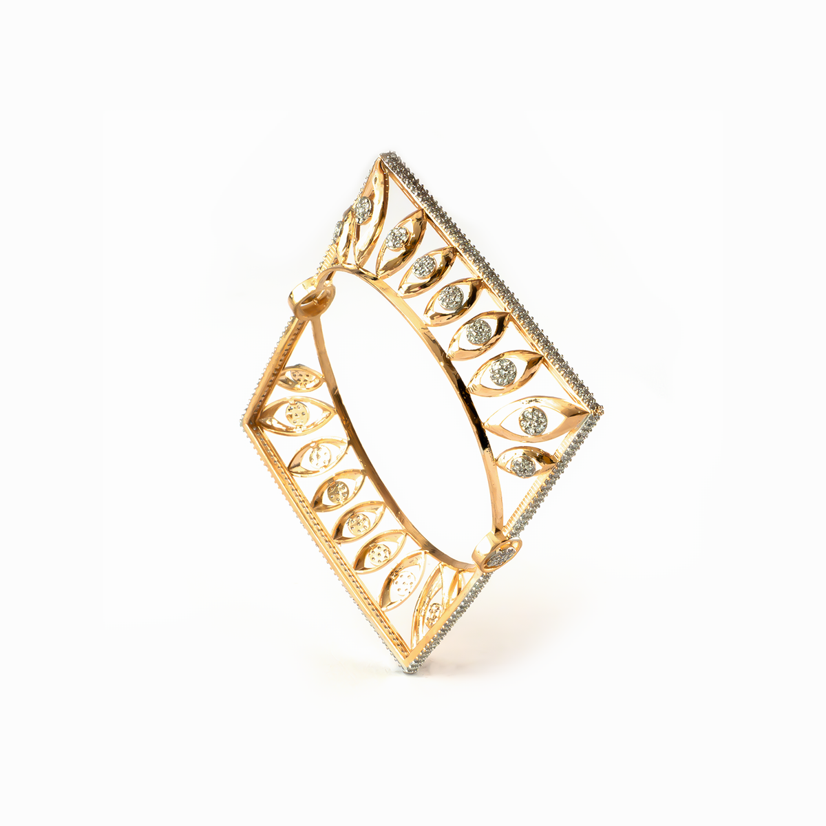Maharani Lattice Zircon kada in gold plated finish with cubic zirconia (CZ) stones