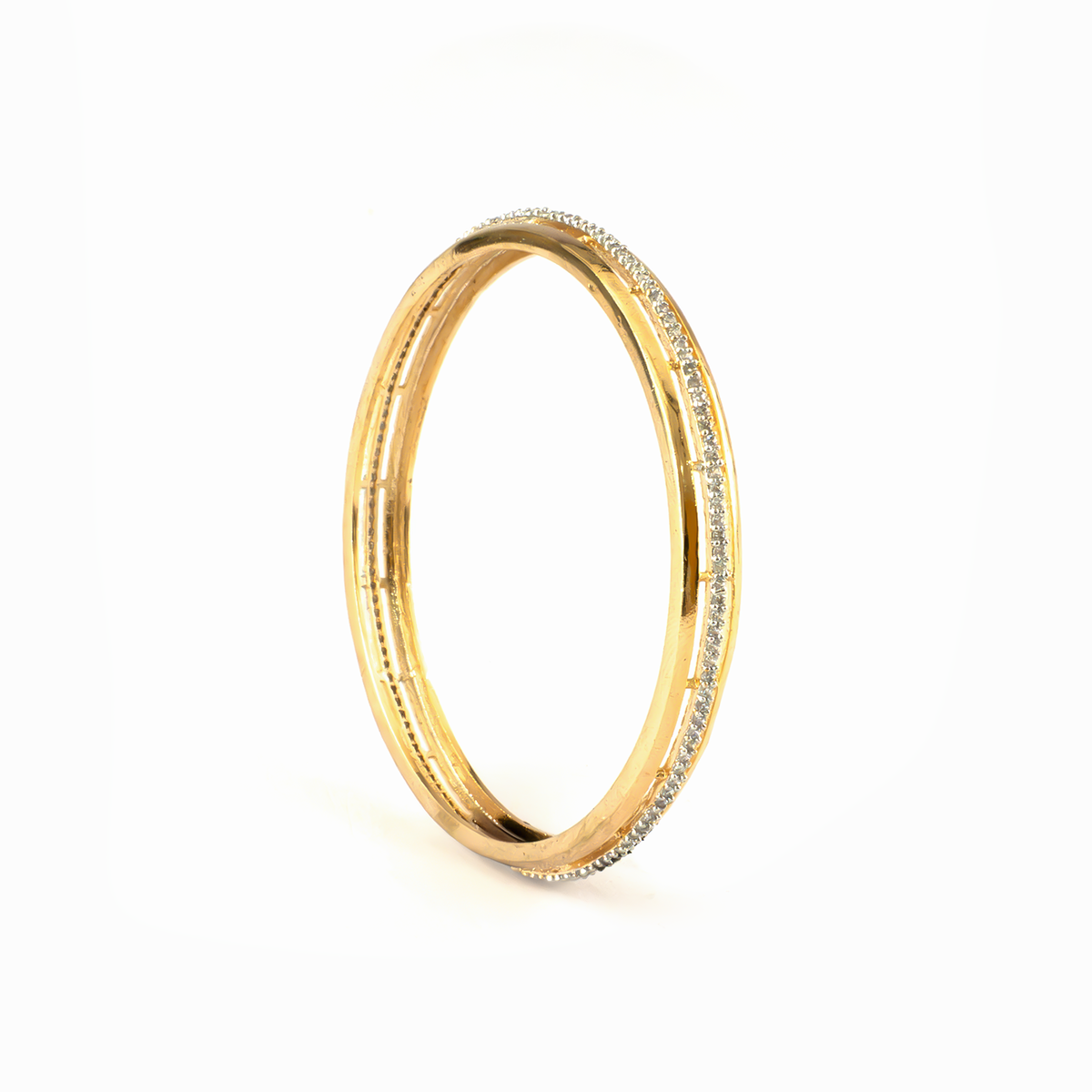Half Round-Style AD bangles in gold plated finish with sparkling American diamond (AD) stones