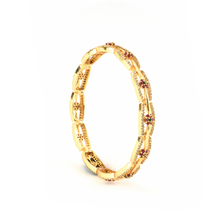 Kundan & CZ Multicolour bangles in 24K gold plated finish with kundan, CZ and red & green stones