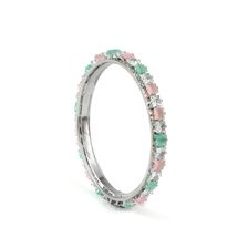 Romantic Square Stone Crystal bangles in silver plated finish with shining crystal stones