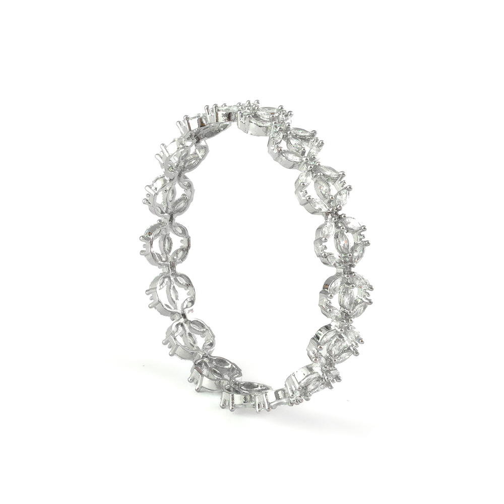 Ocean Breeze CZ bangles in silver plated finish with cubic zirconia (CZ) stones