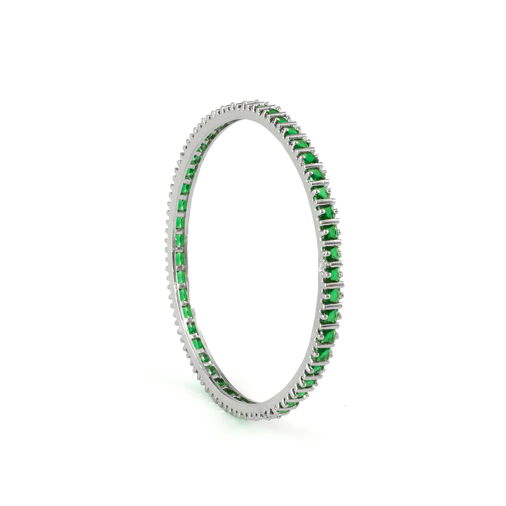 Winter Orchid Zirconia bangles in silver plated finish with cubic zirconia (CZ) stones – view 5 of 12