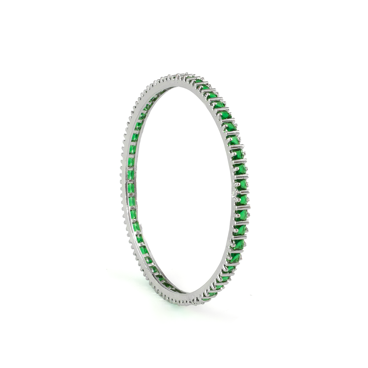 Winter Orchid Zirconia bangles in silver plated finish with cubic zirconia (CZ) stones – view 5 of 12