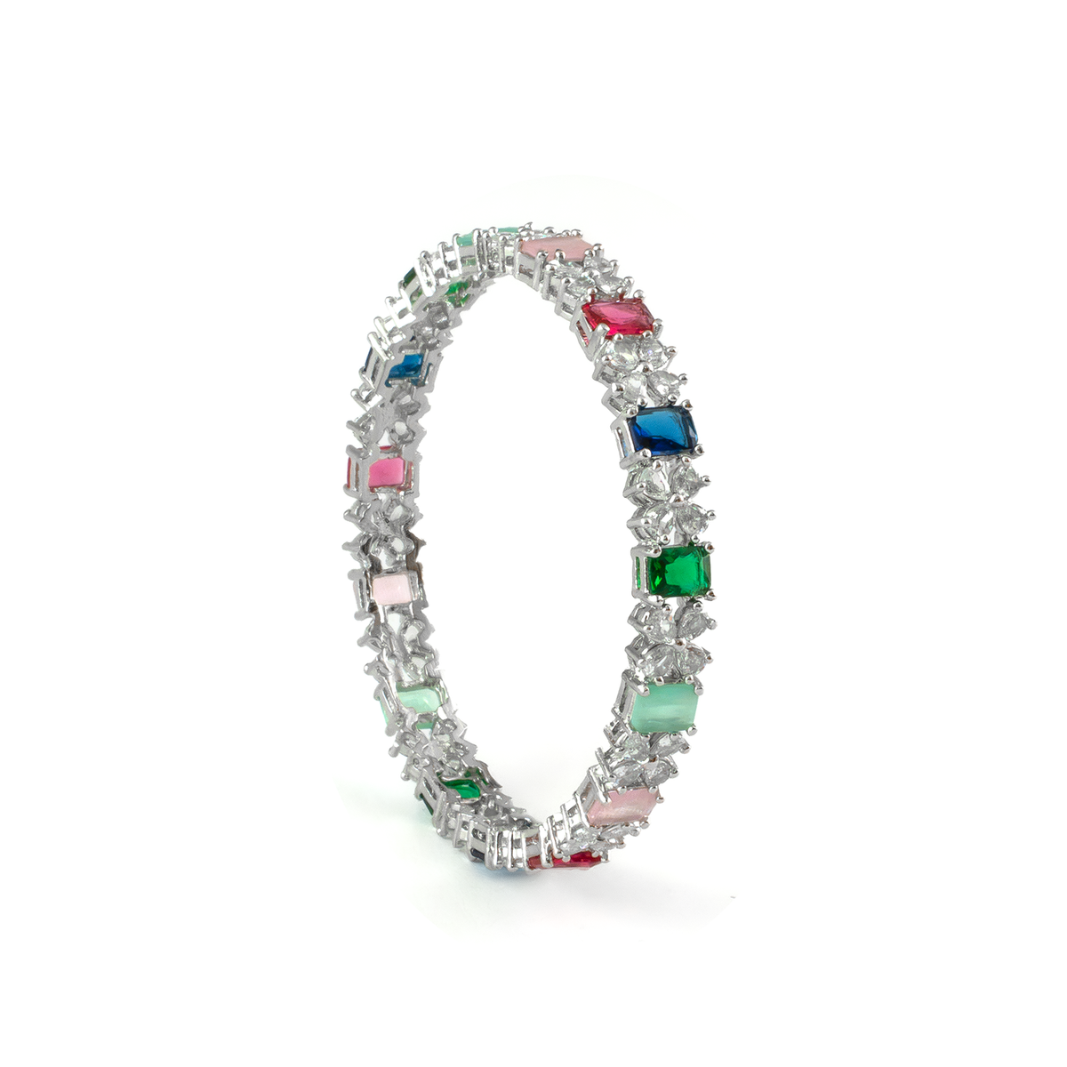 Frost & Flora Zirconia bangles in silver plated finish with cubic zirconia (CZ) stones – view 17 of 36