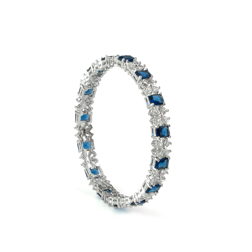 Frost & Flora Zirconia bangles in silver plated finish with cubic zirconia (CZ) stones