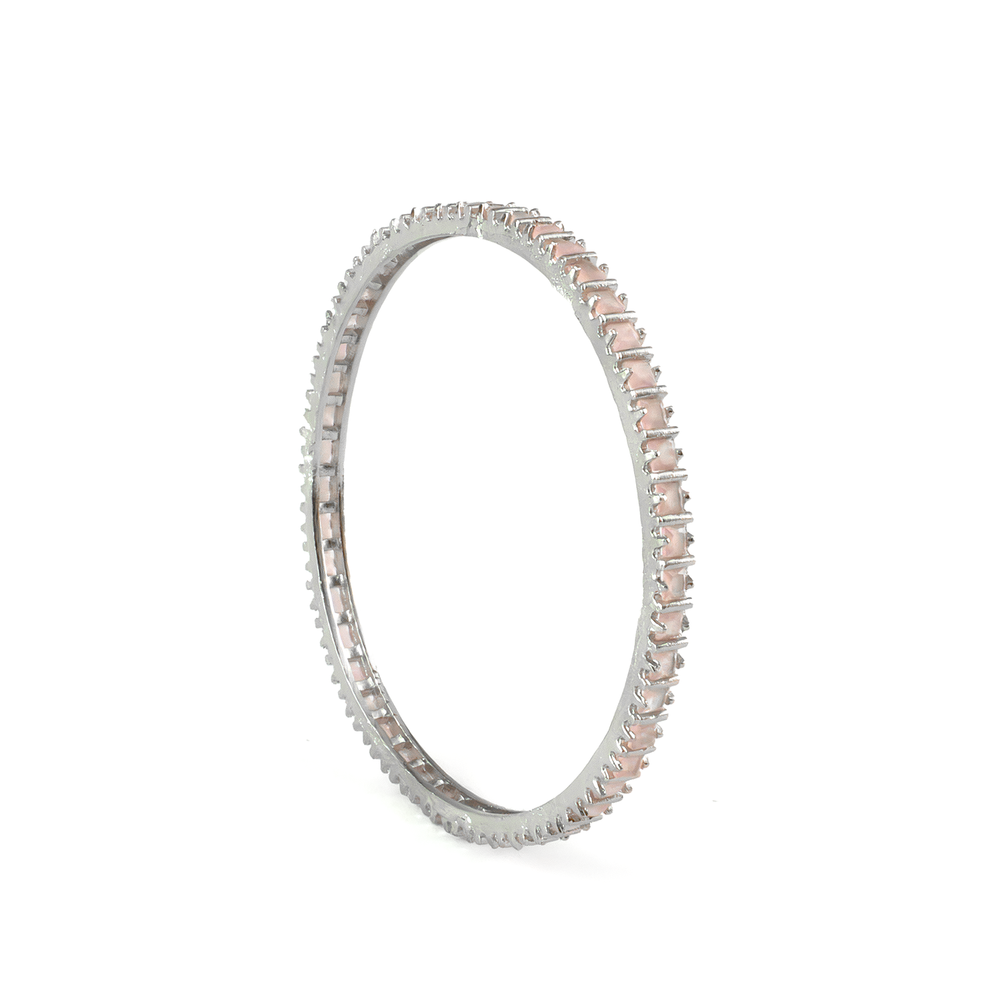 Winter Orchid Zirconia bangles in silver plated finish with cubic zirconia (CZ) stones – view 9 of 12