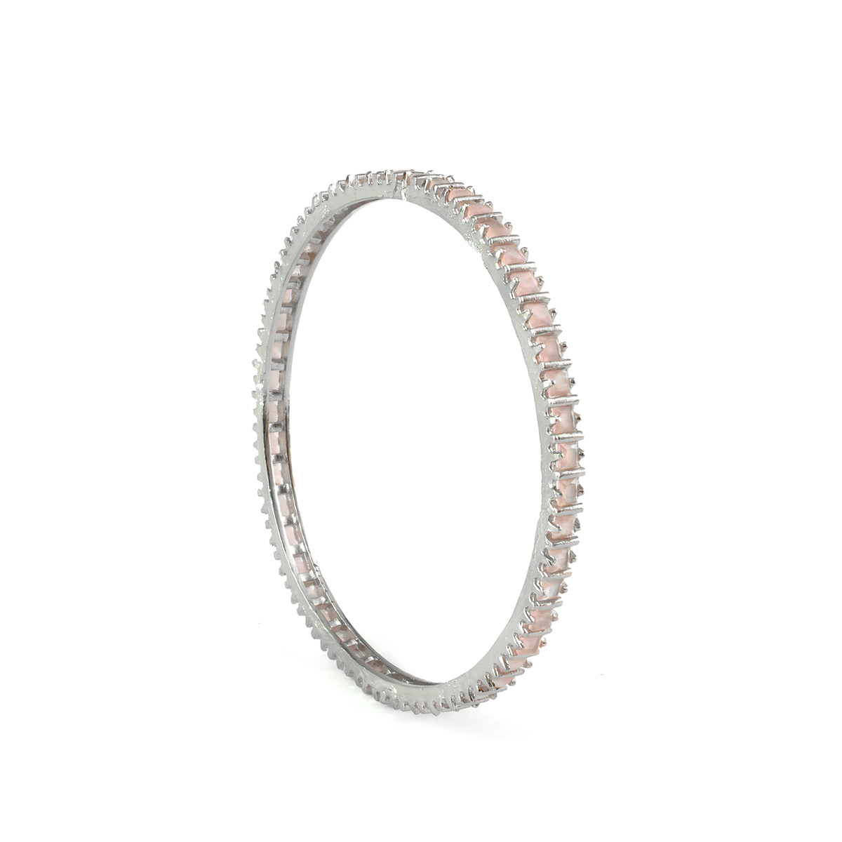 Winter Orchid Zirconia bangles in silver plated finish with cubic zirconia (CZ) stones – view 9 of 12