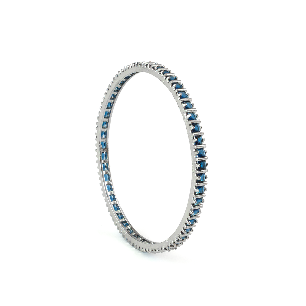 Winter Orchid Zirconia bangles in silver plated finish with cubic zirconia (CZ) stones