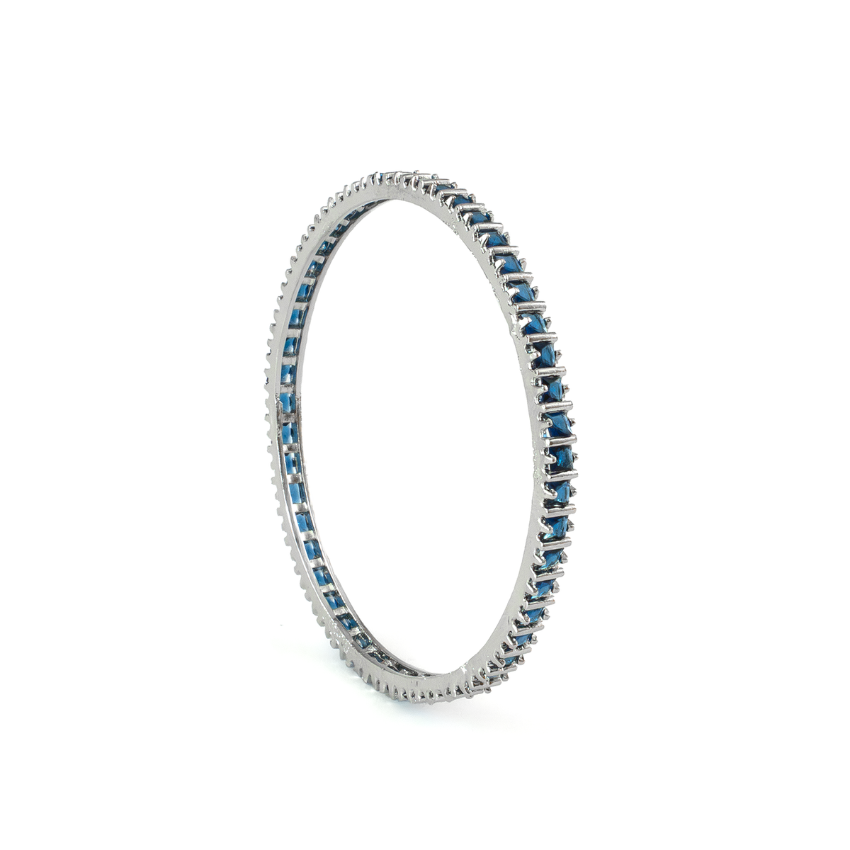 Winter Orchid Zirconia bangles in silver plated finish with cubic zirconia (CZ) stones