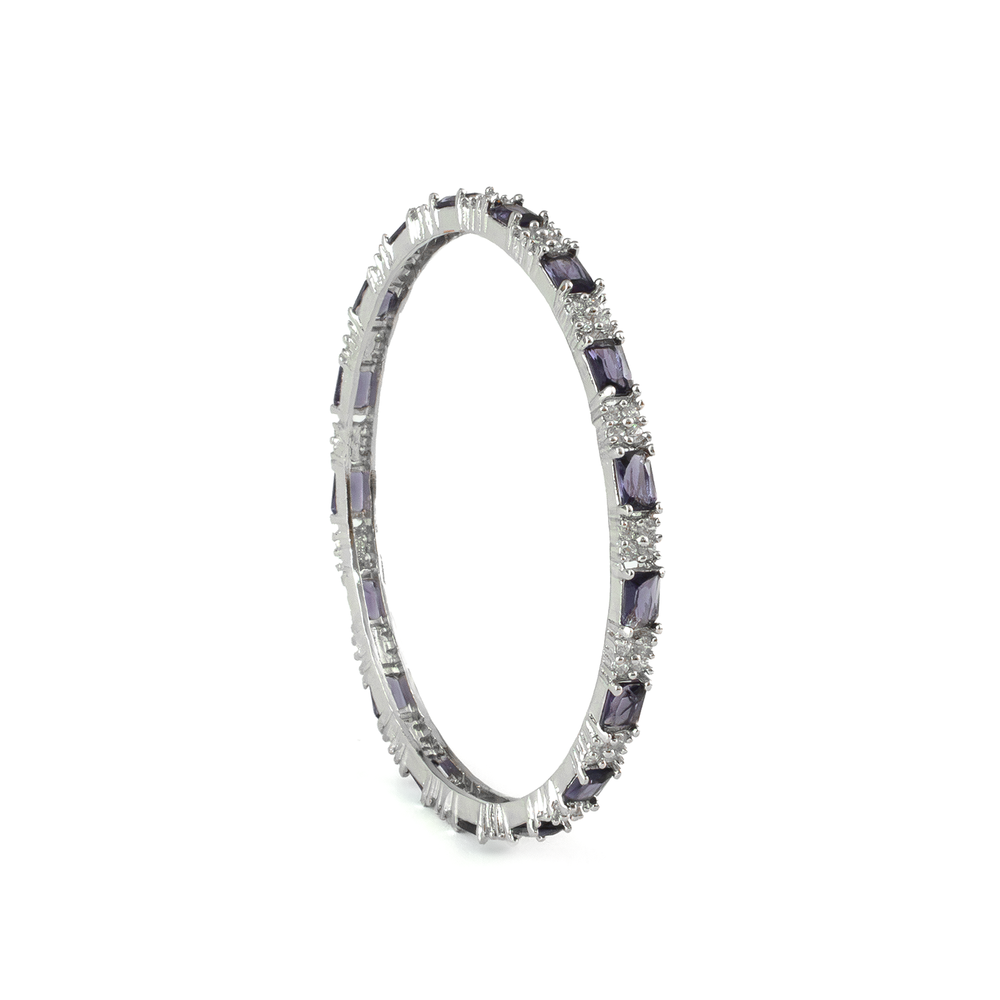 Purple Glam CZ bangles in silver plated finish with cubic zirconia (CZ) stones – view 5 of 16