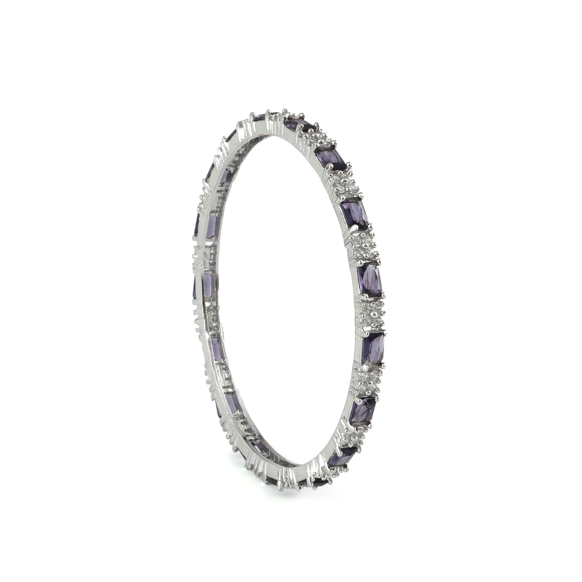 Purple Glam CZ bangles in silver plated finish with cubic zirconia (CZ) stones – view 5 of 16