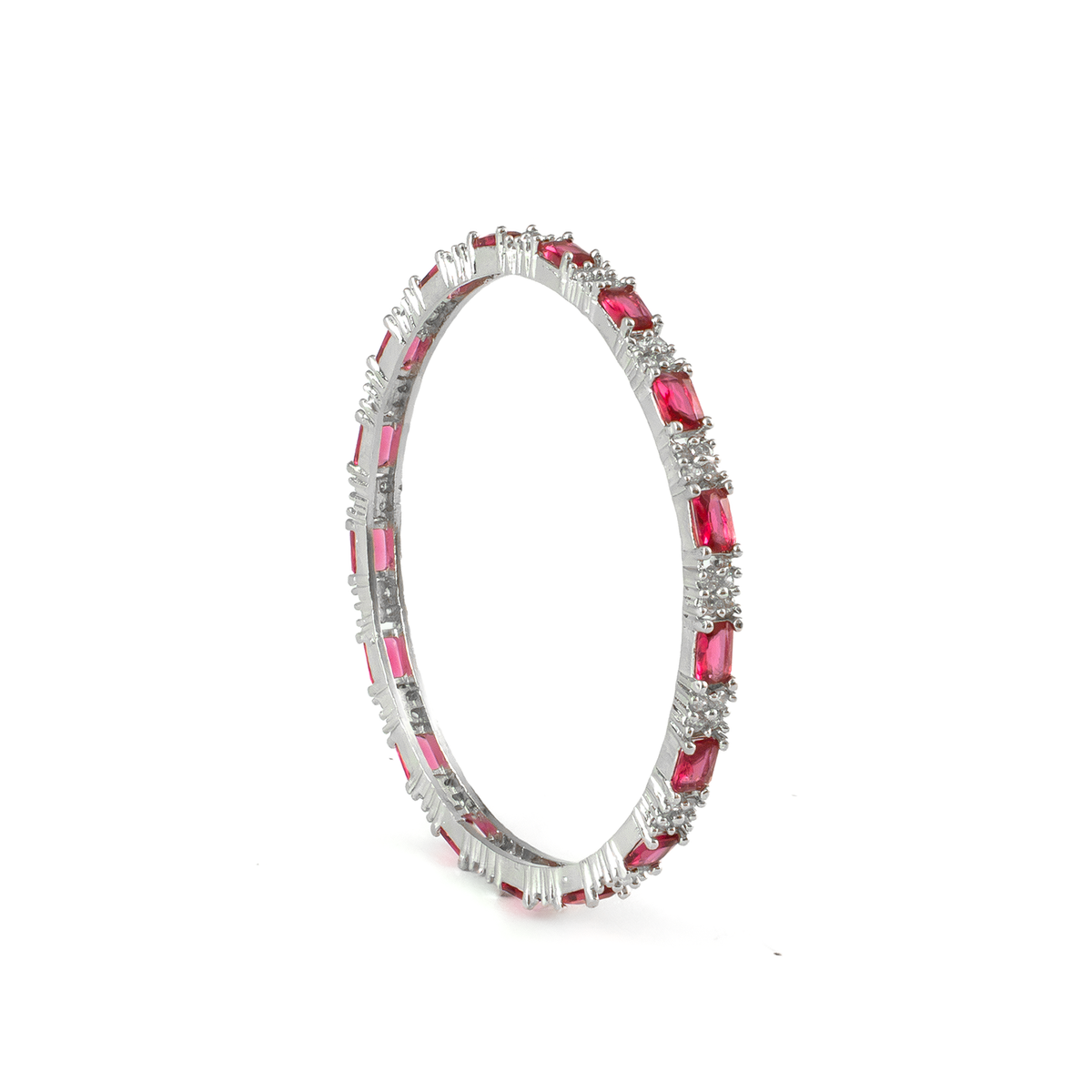 Purple Glam CZ bangles in silver plated finish with cubic zirconia (CZ) stones – view 13 of 16