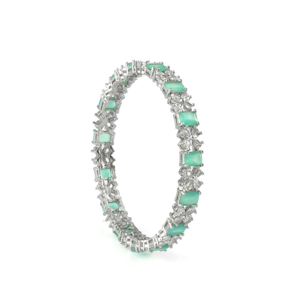 Frost & Flora Zirconia bangles in silver plated finish with cubic zirconia (CZ) stones – view 13 of 36
