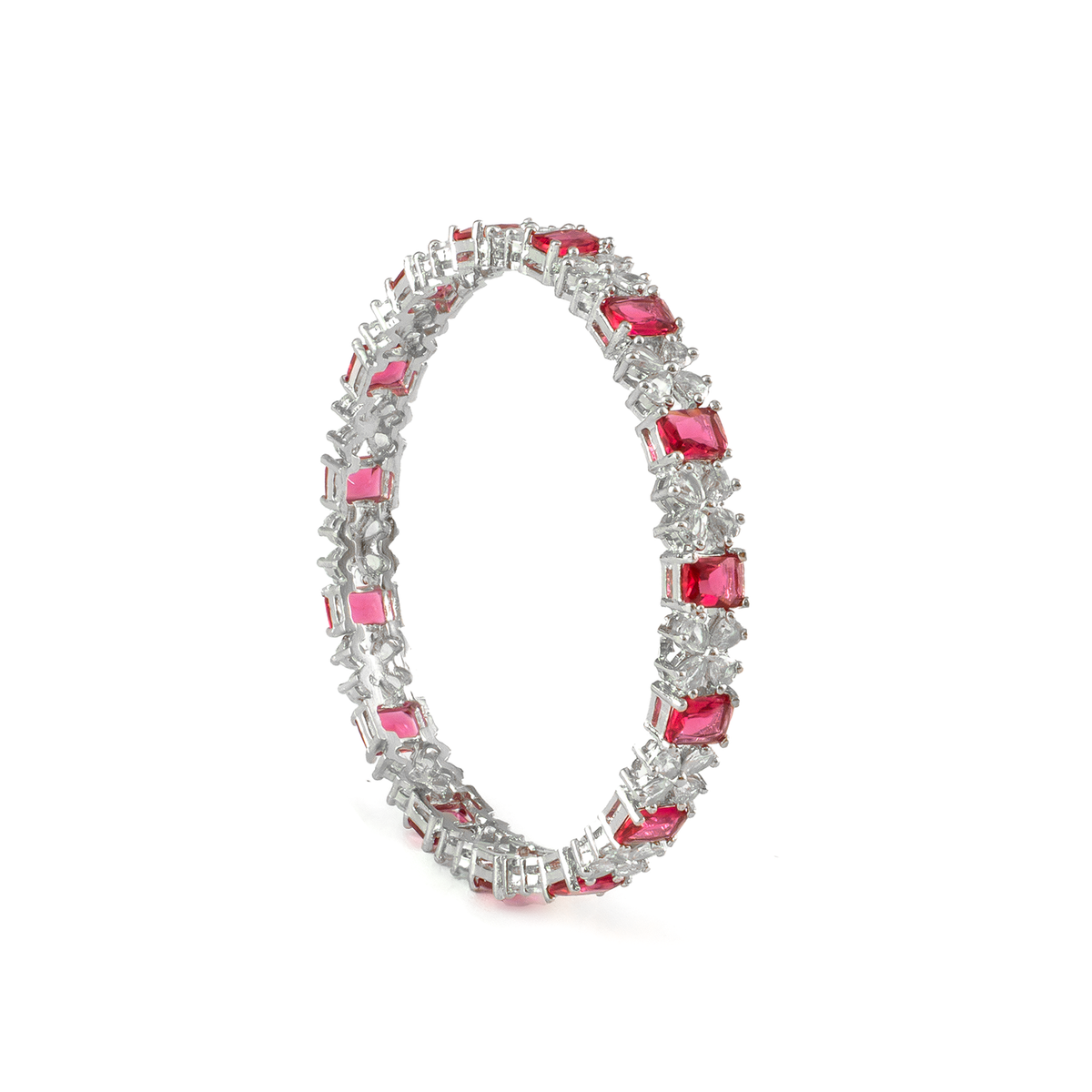 Frost & Flora Zirconia bangles in silver plated finish with cubic zirconia (CZ) stones – view 29 of 36
