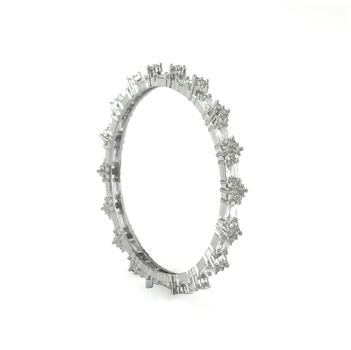 Blue Glow AD bangles in silver plated finish with sparkling American diamond (AD) stones – view 21 of 28
