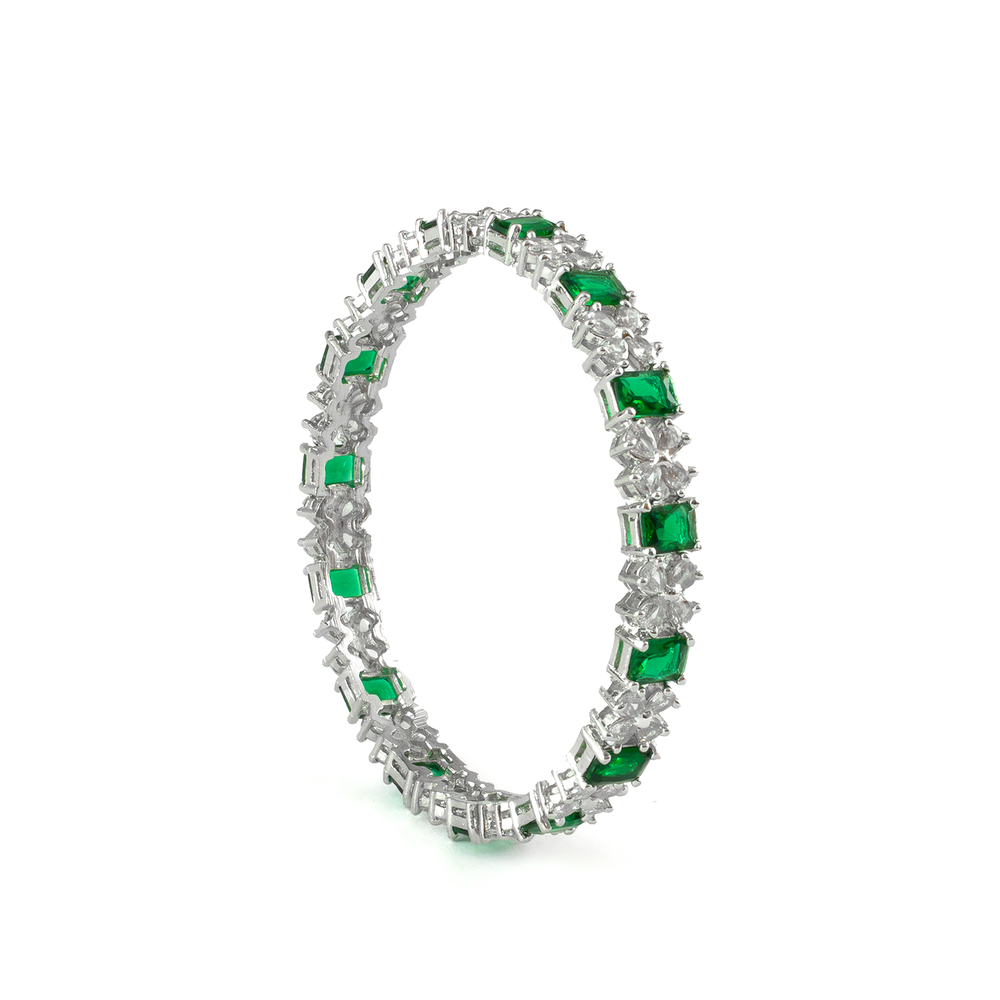 Frost & Flora Zirconia bangles in silver plated finish with cubic zirconia (CZ) stones – view 5 of 36