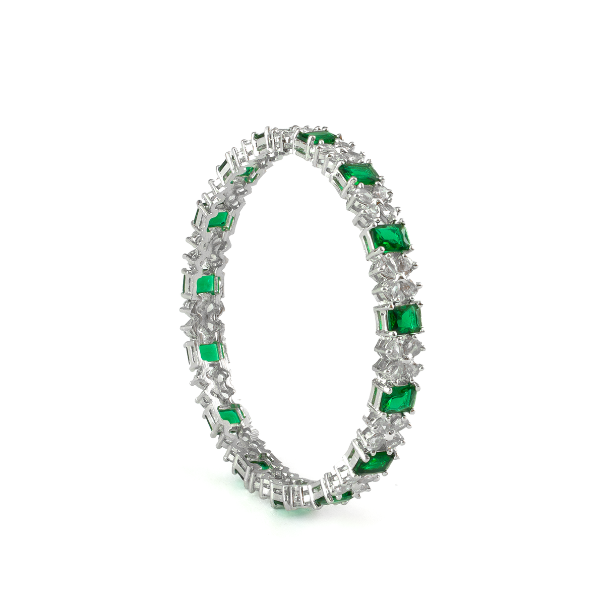 Frost & Flora Zirconia bangles in silver plated finish with cubic zirconia (CZ) stones – view 5 of 36