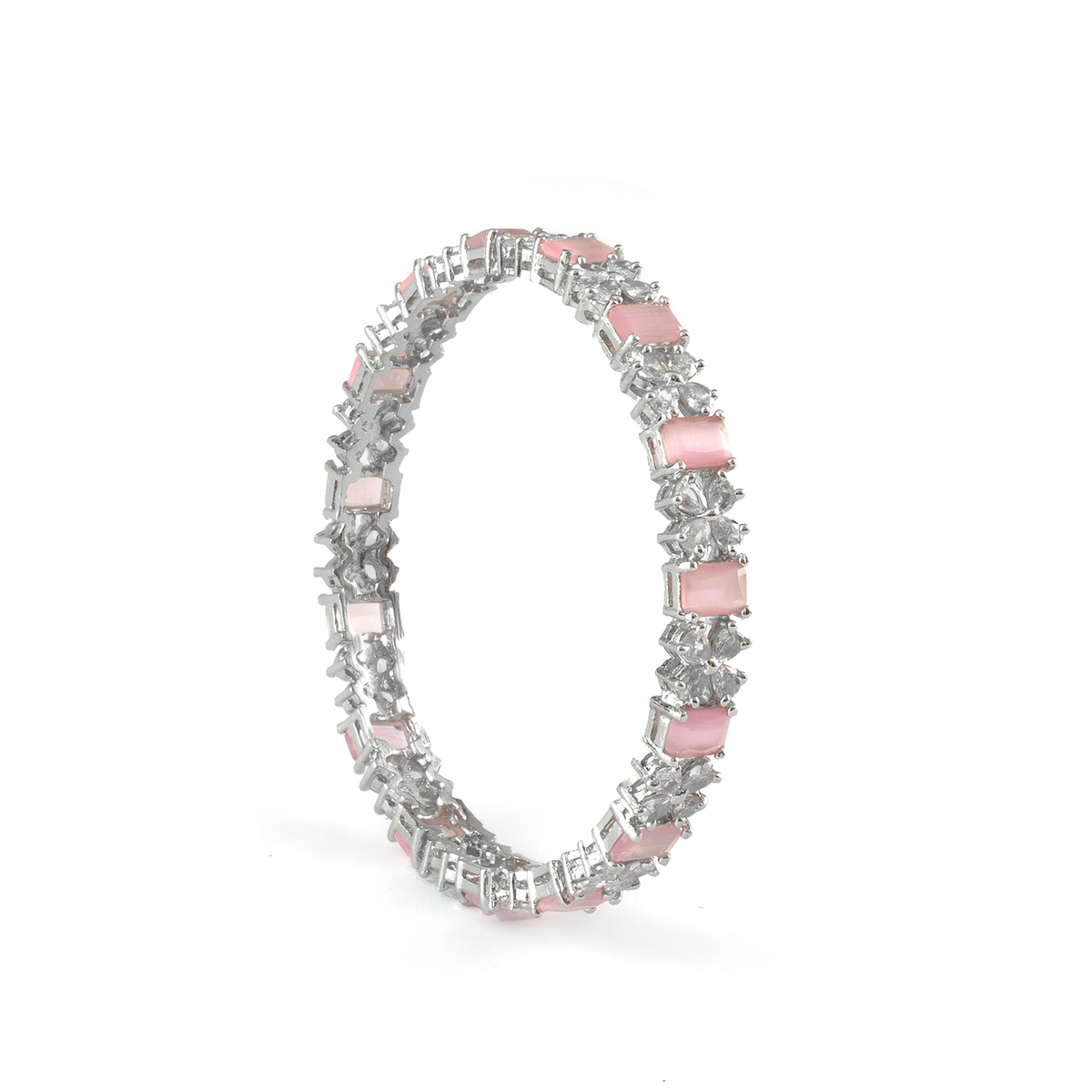 Frost & Flora Zirconia bangles in silver plated finish with cubic zirconia (CZ) stones – view 9 of 36