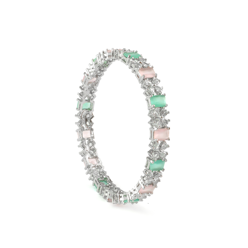 Frost & Flora Zirconia bangles in silver plated finish with cubic zirconia (CZ) stones – view 21 of 36