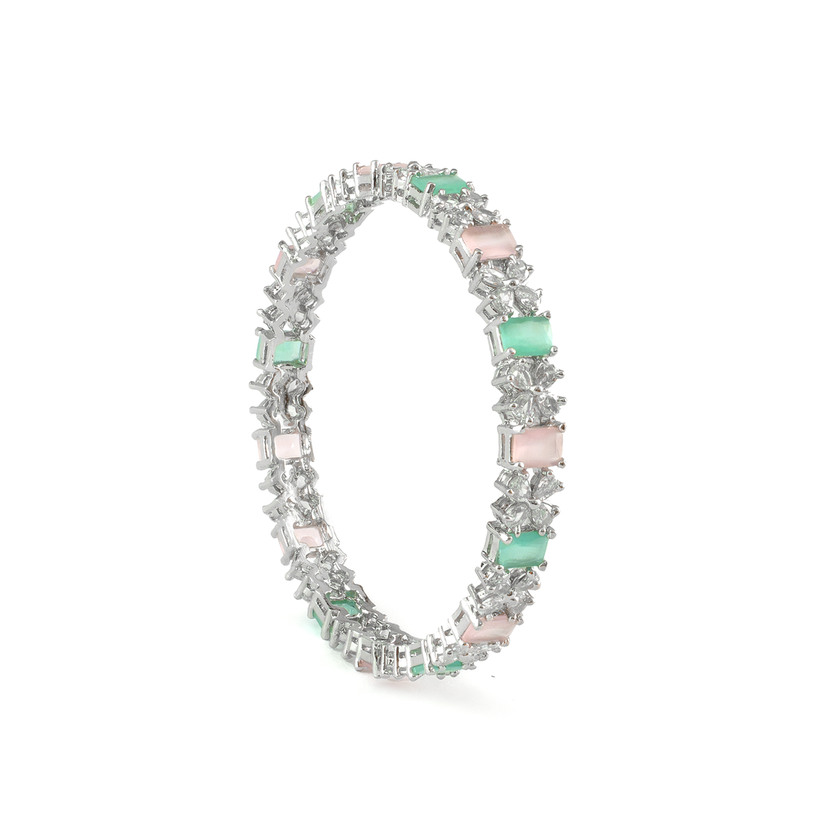 Frost & Flora Zirconia bangles in silver plated finish with cubic zirconia (CZ) stones – view 21 of 36