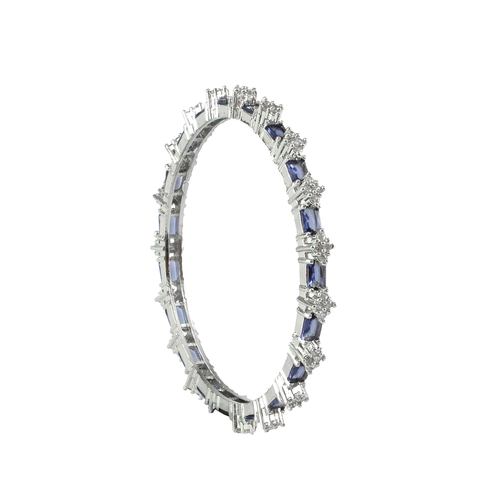 Blue Glow AD bangles in silver plated finish with sparkling American diamond (AD) stones – view 17 of 28