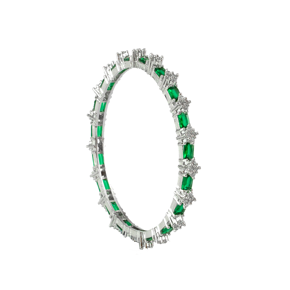 Blue Glow AD bangles in silver plated finish with sparkling American diamond (AD) stones – view 25 of 28