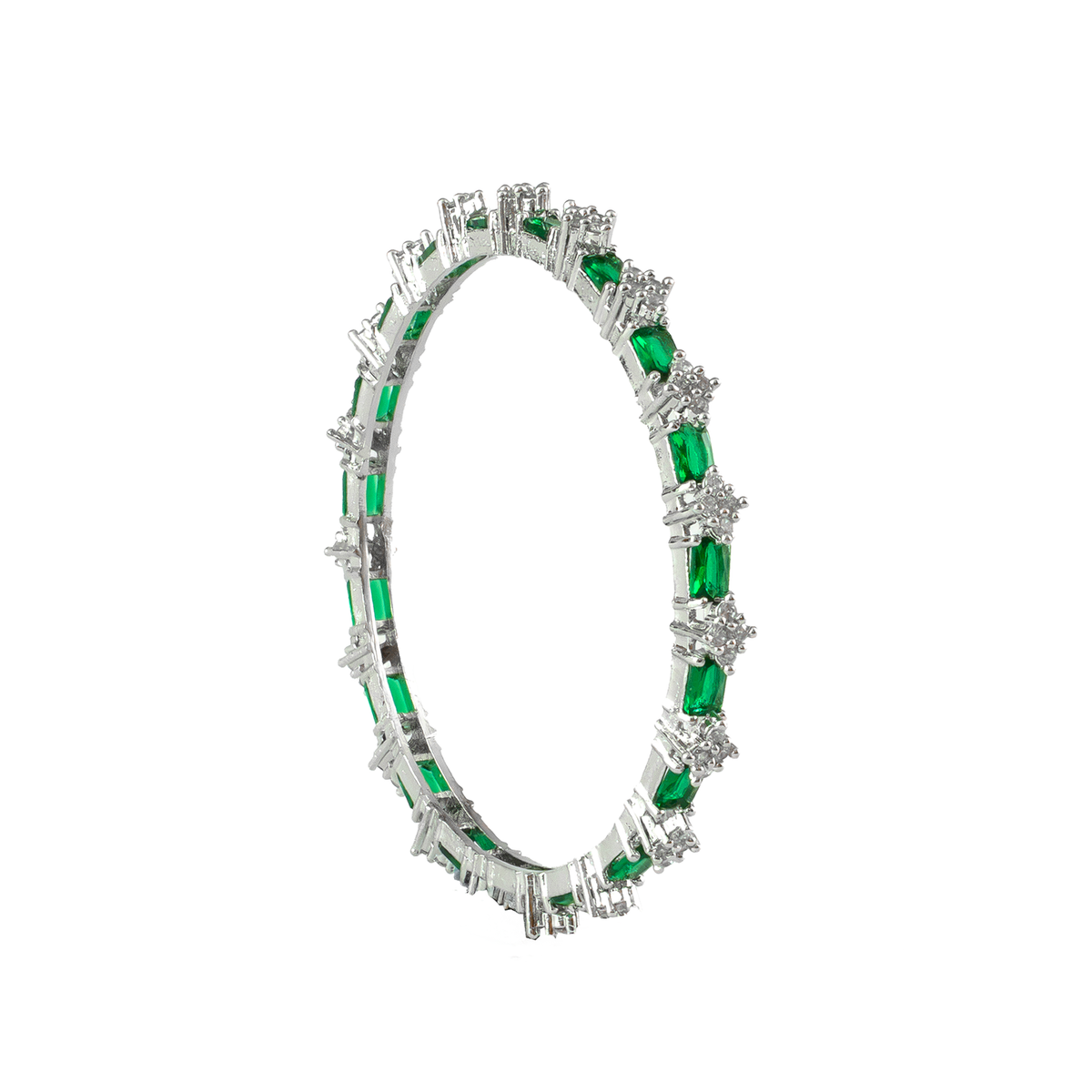 Blue Glow AD bangles in silver plated finish with sparkling American diamond (AD) stones – view 25 of 28