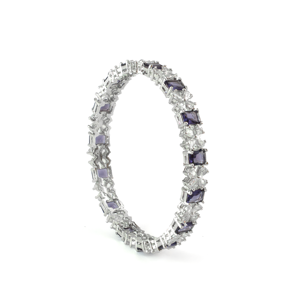 Frost & Flora Zirconia bangles in silver plated finish with cubic zirconia (CZ) stones – view 25 of 36