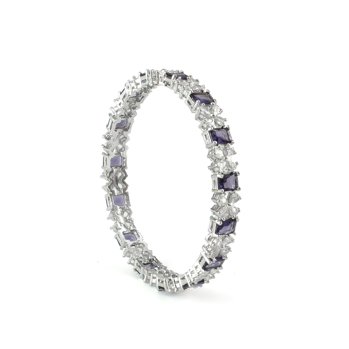 Frost & Flora Zirconia bangles in silver plated finish with cubic zirconia (CZ) stones – view 25 of 36
