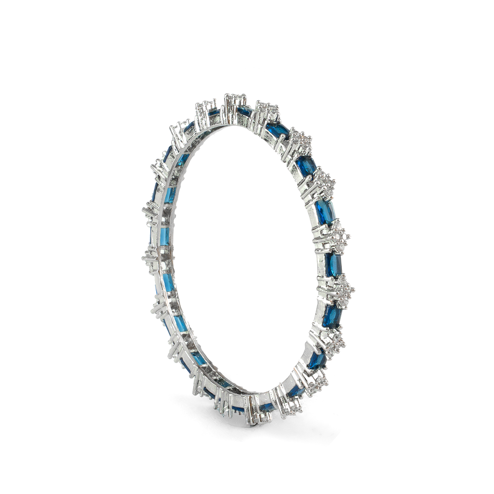 Blue Glow AD bangles in silver plated finish with sparkling American diamond (AD) stones